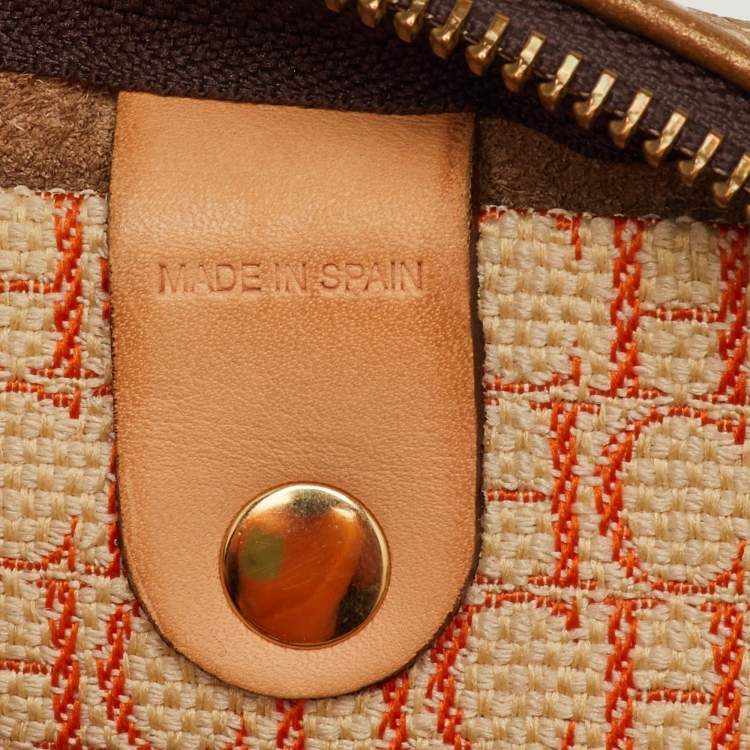 Pre Owned حقيبة بوسطن سي أتس كارولينا هيريرا أندي كبيرة جلد بنقشة مونوجرامي ذهبي معدني