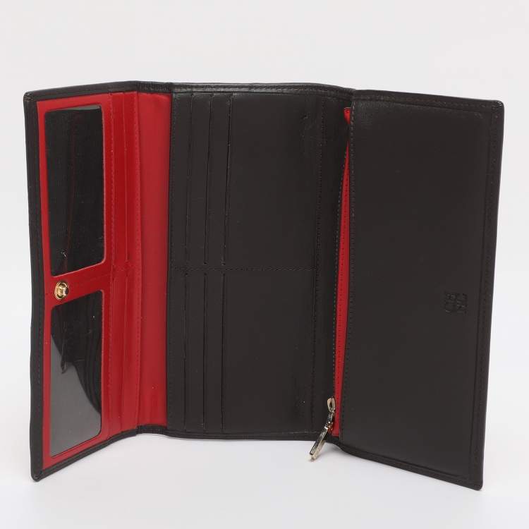 مملوكة مسبقًا CH Carolina Herrera Beige/Red Canvas and Leather Continental Wallet