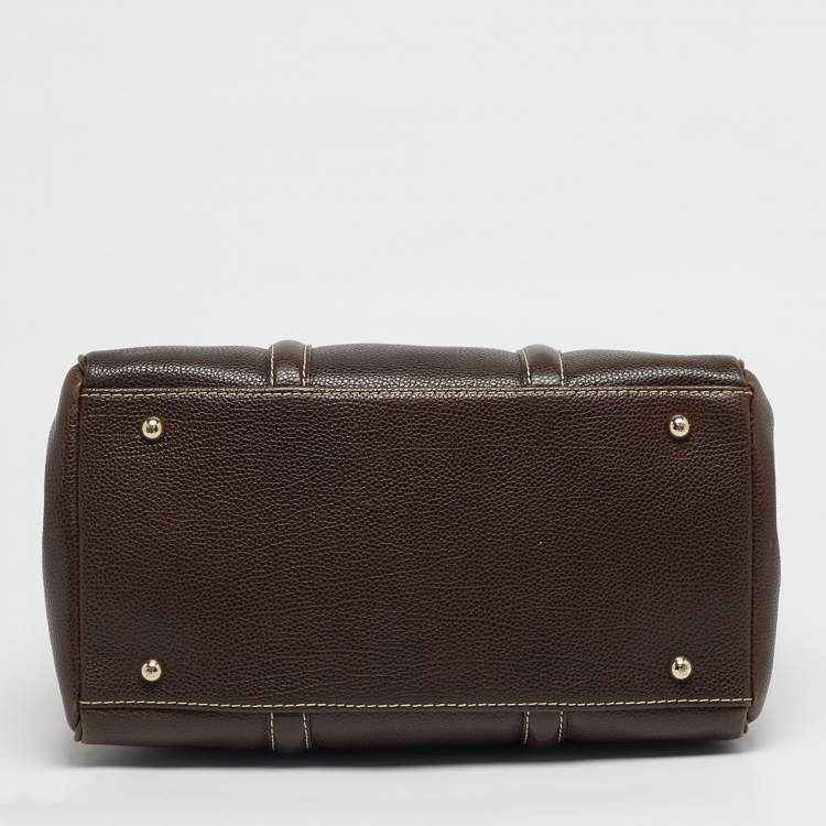 Pre Owned CH Carolina Herrera Matteo Medium Dark Brown Leather Tote