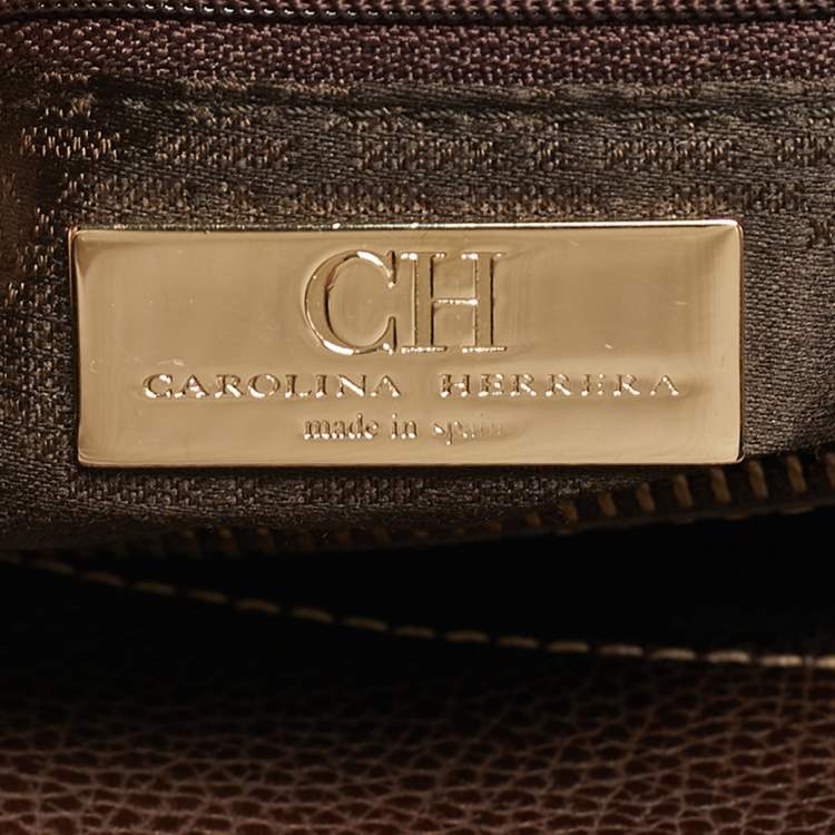 Pre Owned CH Carolina Herrera Matteo Medium Dark Brown Leather Tote