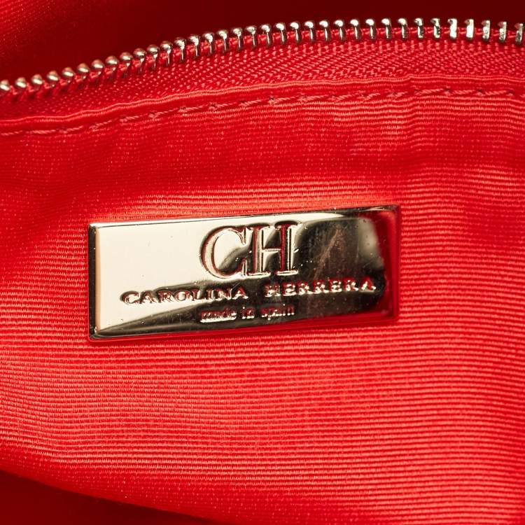 Pre Owned CH Carolina Herrera Flap Chain Navy Blue Quilted Leather Shoulder Bag