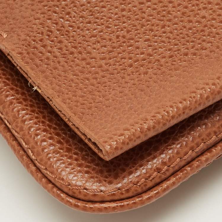 Pre Owned CH Carolina Herrera Brown Monogram Leather Crossbody Bag