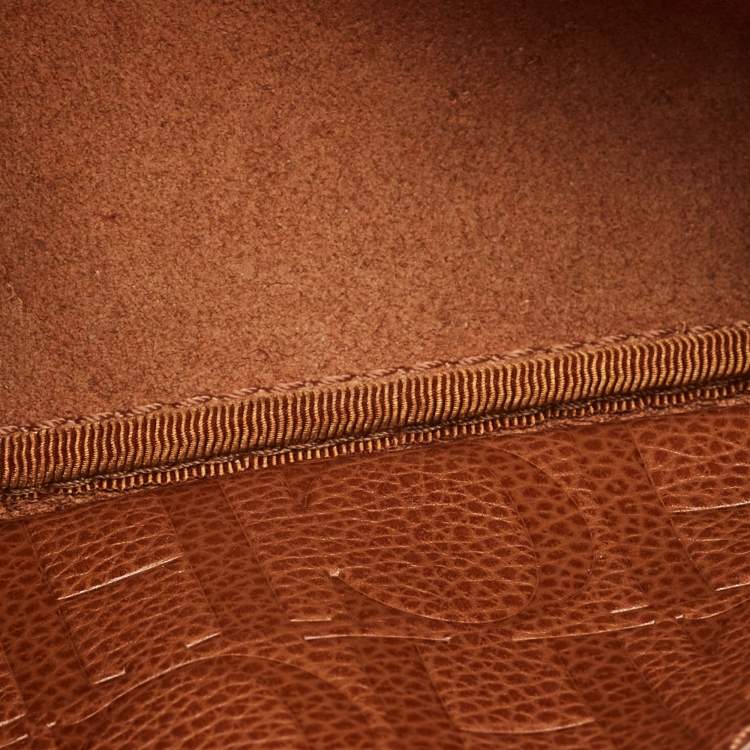 Pre Owned CH Carolina Herrera Brown Monogram Leather Crossbody Bag