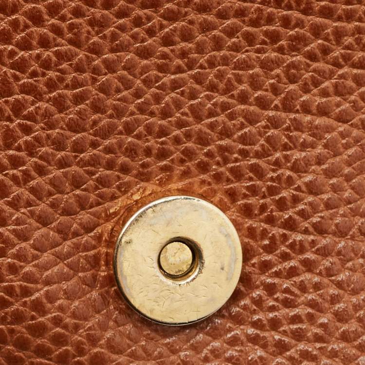 Pre Owned CH Carolina Herrera Brown Monogram Leather Crossbody Bag