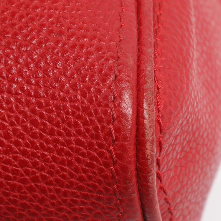 Pre Owned CH Carolina Herrera Minuetto Small Red Leather Top Handle Bag 