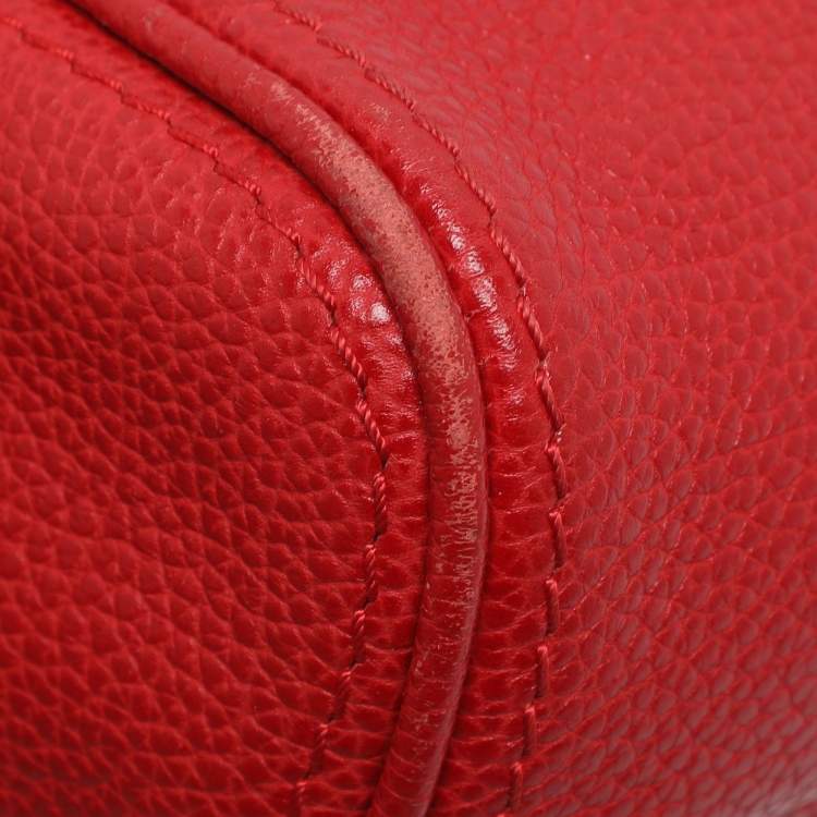 Pre Owned CH Carolina Herrera Minuetto Small Red Leather Top Handle Bag 