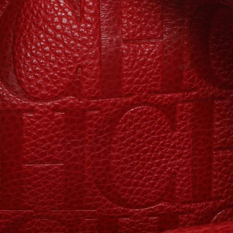 Pre Owned CH Carolina Herrera Minuetto Small Red Leather Top Handle Bag 