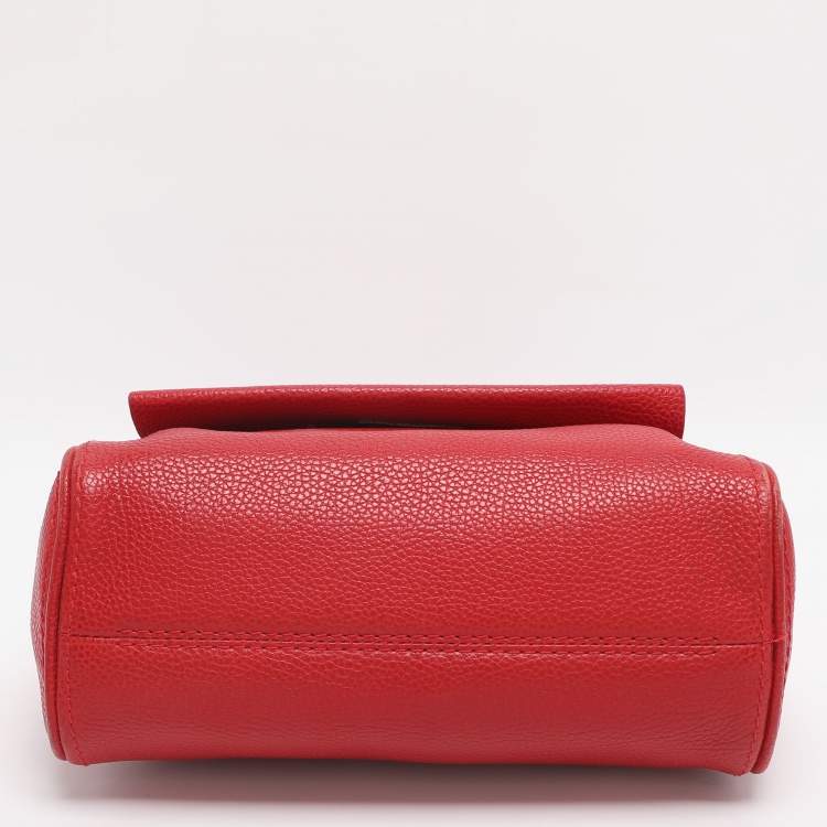 Pre Owned CH Carolina Herrera Minuetto Small Red Leather Top Handle Bag 