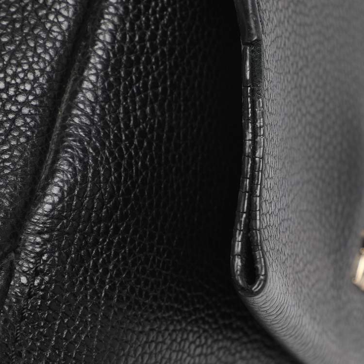 Pre Owned CH Carolina Herrera Minuetto Small Black Leather Top Handle Bag