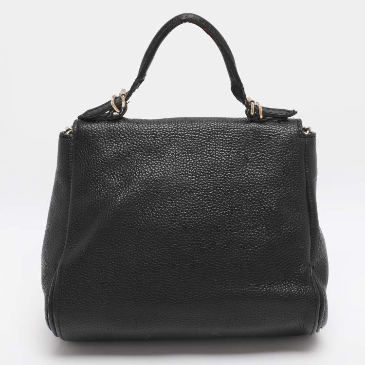 Pre Owned CH Carolina Herrera Minuetto Small Black Leather Top Handle Bag