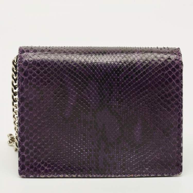 Pre Owned CH Carolina Herrera Tricolor Python Flap Crossbody Bag