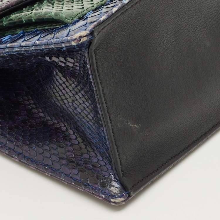 Pre Owned CH Carolina Herrera Tricolor Python Flap Crossbody Bag