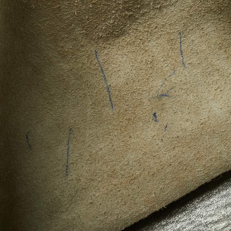 Pre Owned Carolina Herrera Matryoshka Metallic Grey Monogram Leather Tote