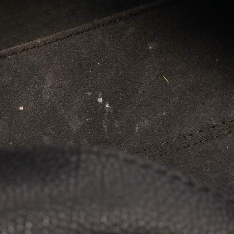 Pre Owned CH Carolina Herrera Minuetto Flap Black Monogram Embossed Leather Top Handle Bag