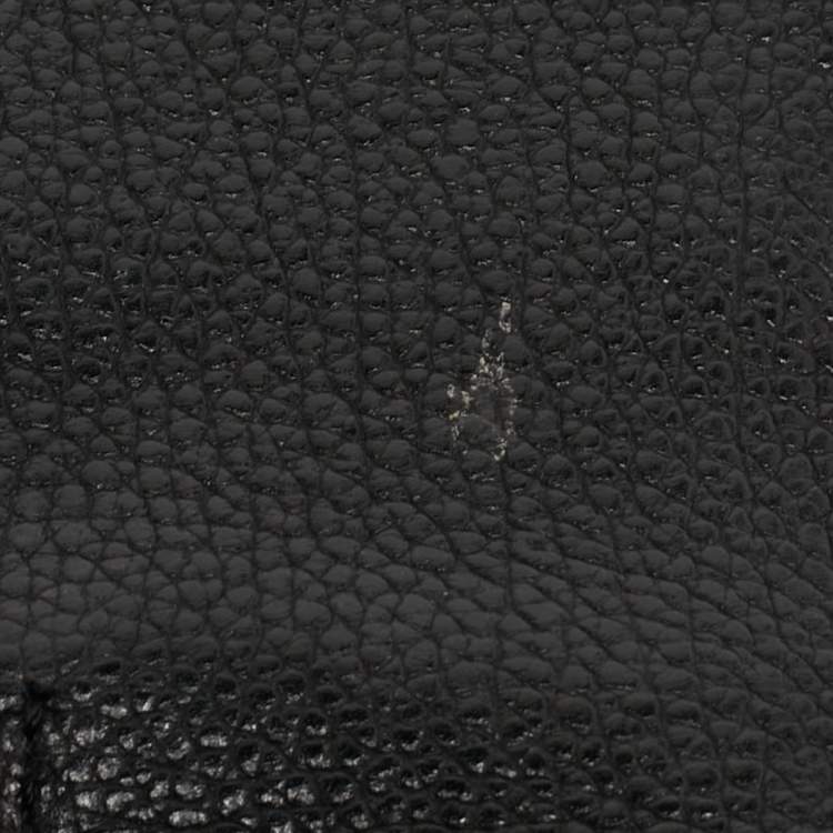 Pre Owned CH Carolina Herrera Minuetto Flap Black Monogram Embossed Leather Top Handle Bag