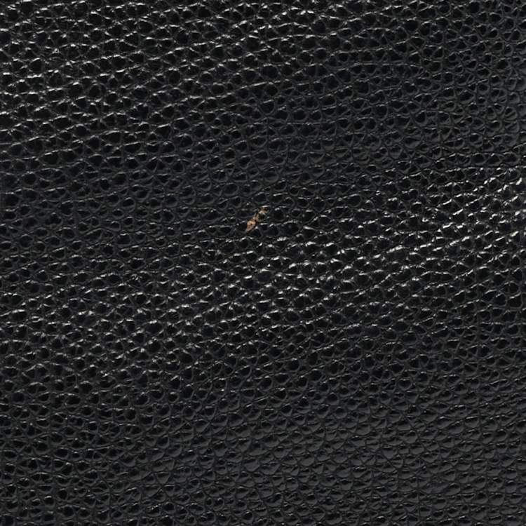 Pre Owned CH Carolina Herrera Minuetto Flap Black Monogram Embossed Leather Top Handle Bag