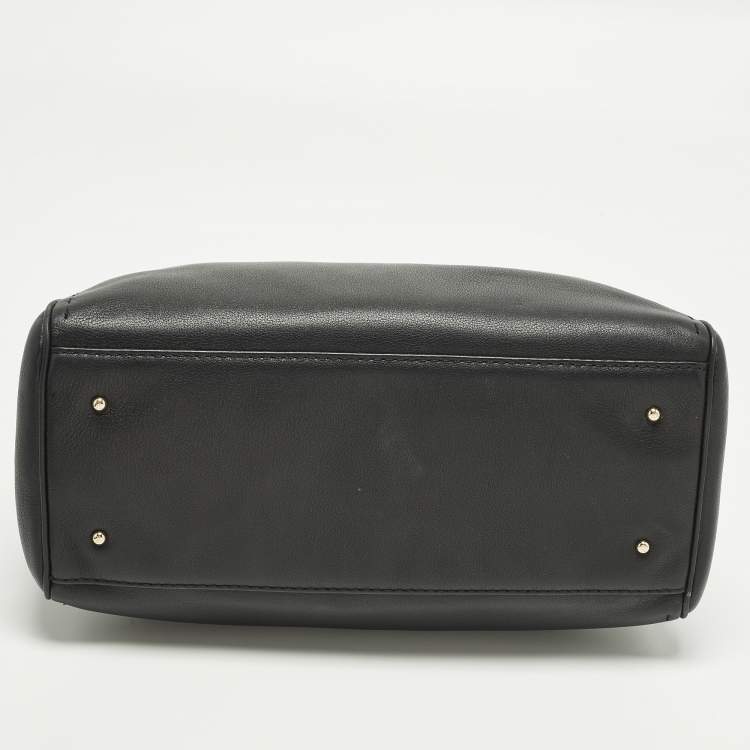 Pre Owned CH Carolina Herrera Black Leather Charm Tote