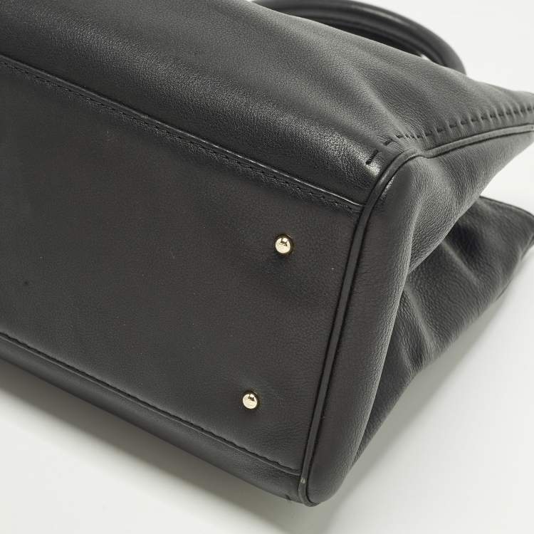 Pre Owned CH Carolina Herrera Black Leather Charm Tote