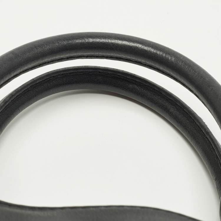 Pre Owned CH Carolina Herrera Black Leather Charm Tote