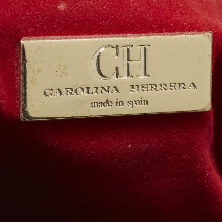 Pre Owned CH Carolina Herrera Black Leather Charm Tote