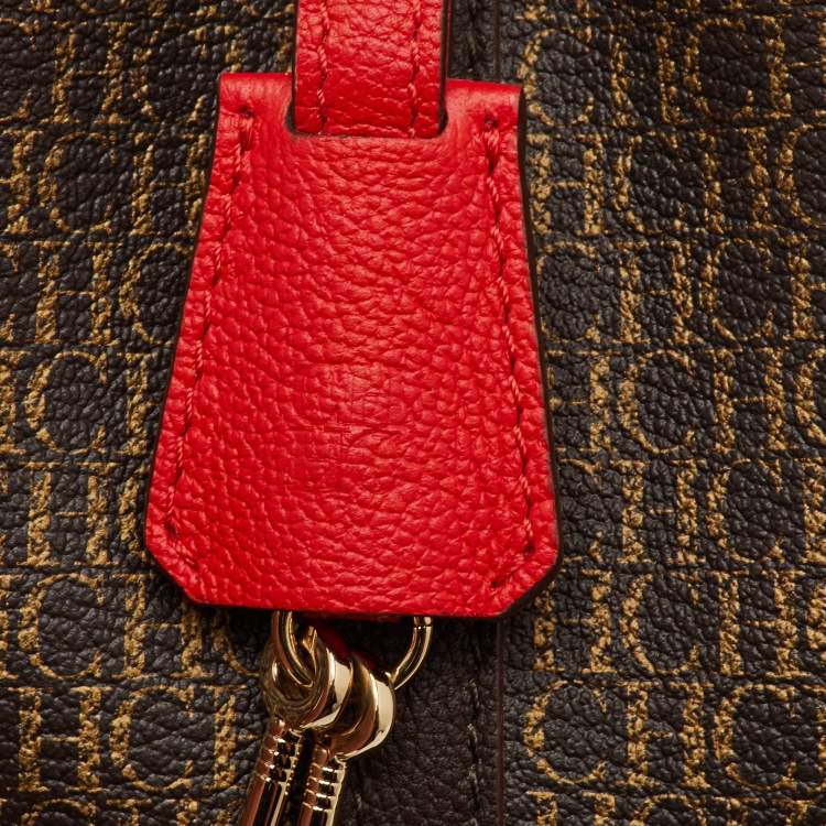 Pre Owned CH Carolina Herrera Matryoshka Brown Coated Canvas and Leather Tote