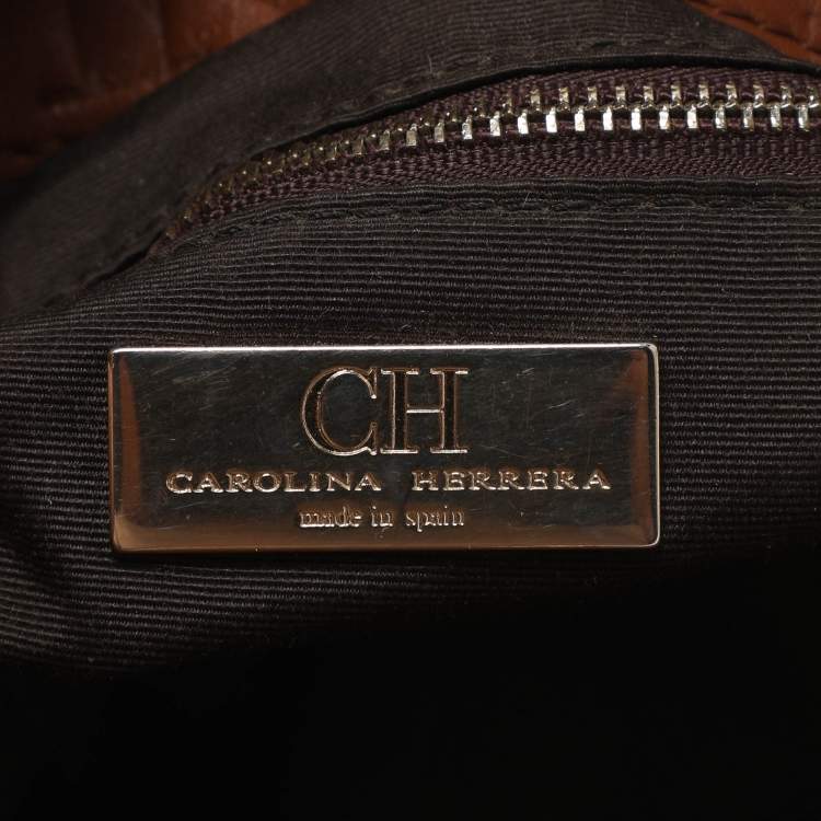 Pre Owned CH Carolina Herrera New Baltazar Brown Leather Shoulder Bag