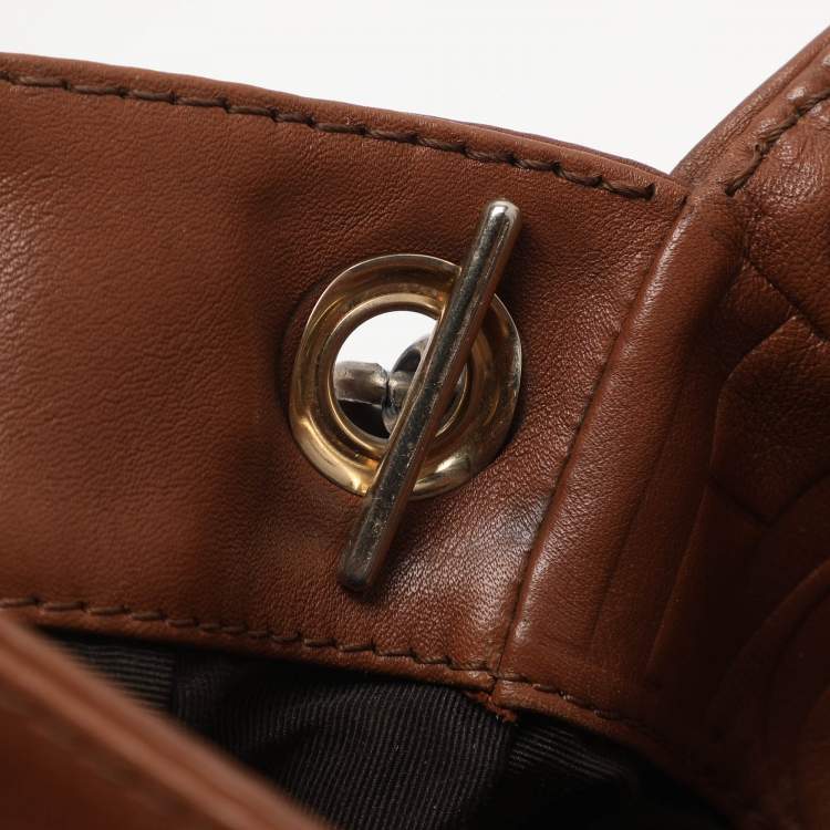 Pre Owned CH Carolina Herrera New Baltazar Brown Leather Shoulder Bag