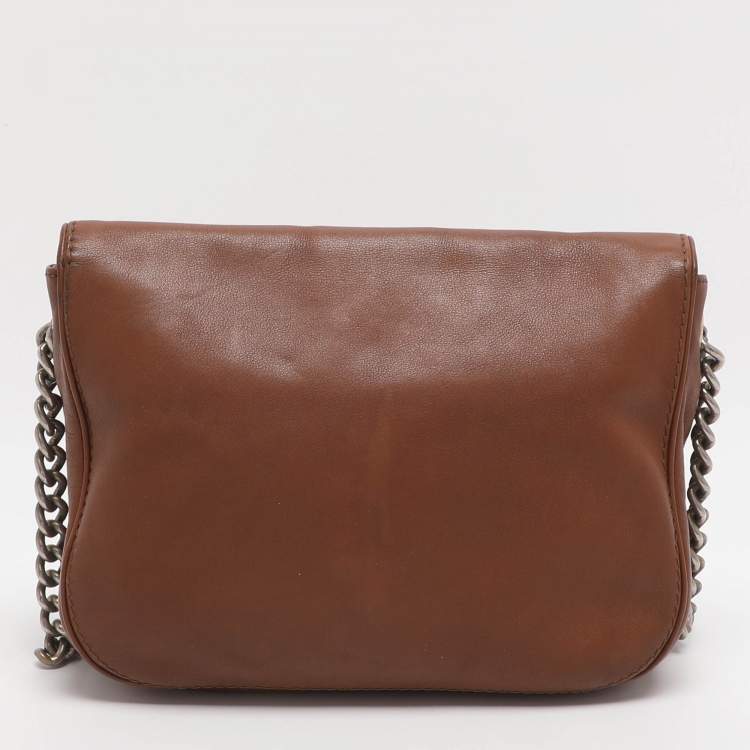 Pre Owned CH Carolina Herrera New Baltazar Brown Leather Shoulder Bag