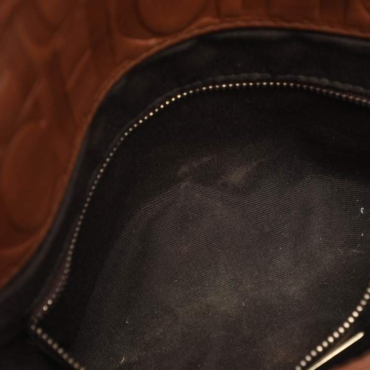 Pre Owned CH Carolina Herrera New Baltazar Brown Leather Shoulder Bag