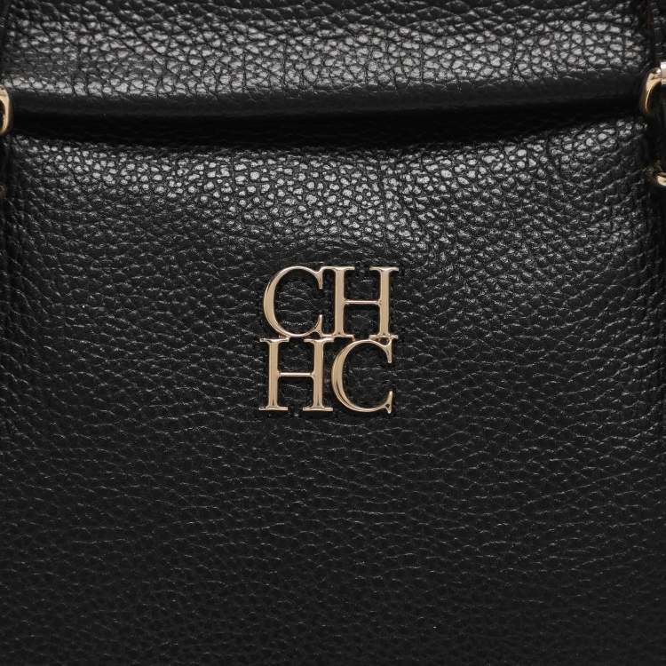 Pre Owned CH Carolina Herrera Adagio Tempo Collection Black Leather Tote