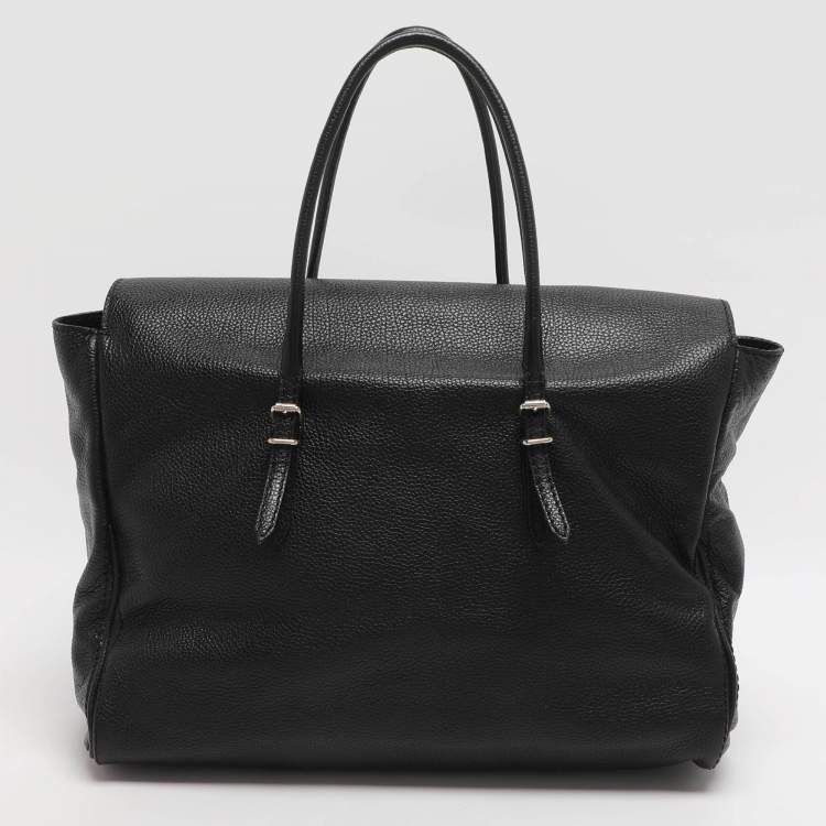 Pre Owned CH Carolina Herrera Adagio Tempo Collection Black Leather Tote