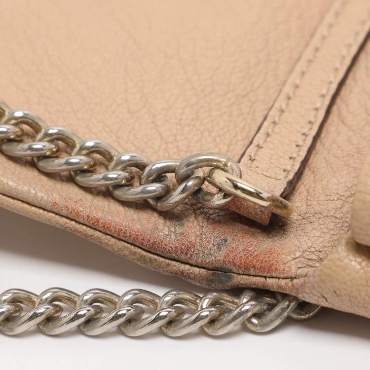 Pre Owned CH Carolina Herrera Beige Quilted Leather Chain Clutch