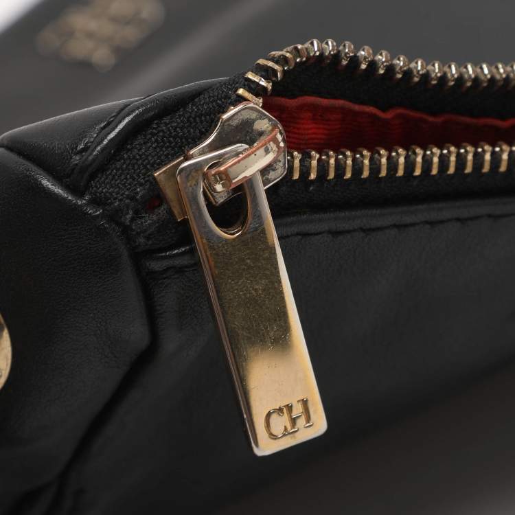 Pre Owned CH Carolina Herrera Black Leather Hobo