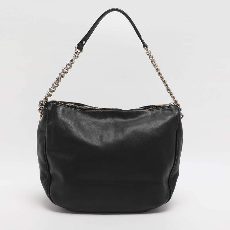 Pre Owned CH Carolina Herrera Black Leather Hobo