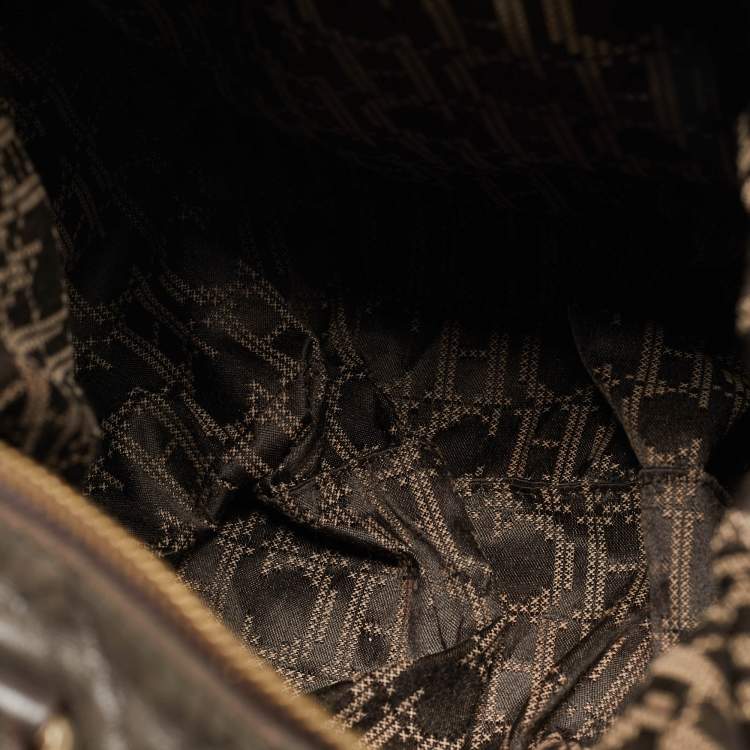 Pre Owned CH Carolina Herrera Pleated Chain Dark Brown Quilted Leather Satchel