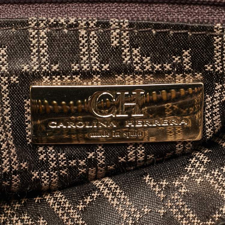 Pre Owned CH Carolina Herrera Pleated Chain Dark Brown Quilted Leather Satchel