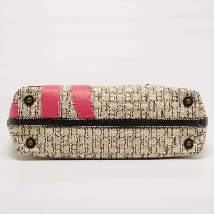 Pre Owned CH Carolina Herrera Tricolor Monogram Canvas and Leather Shopper Tote