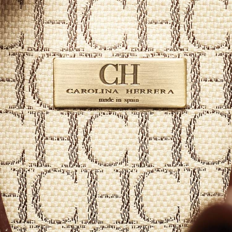 Pre Owned CH Carolina Herrera Tricolor Monogram Canvas and Leather Shopper Tote