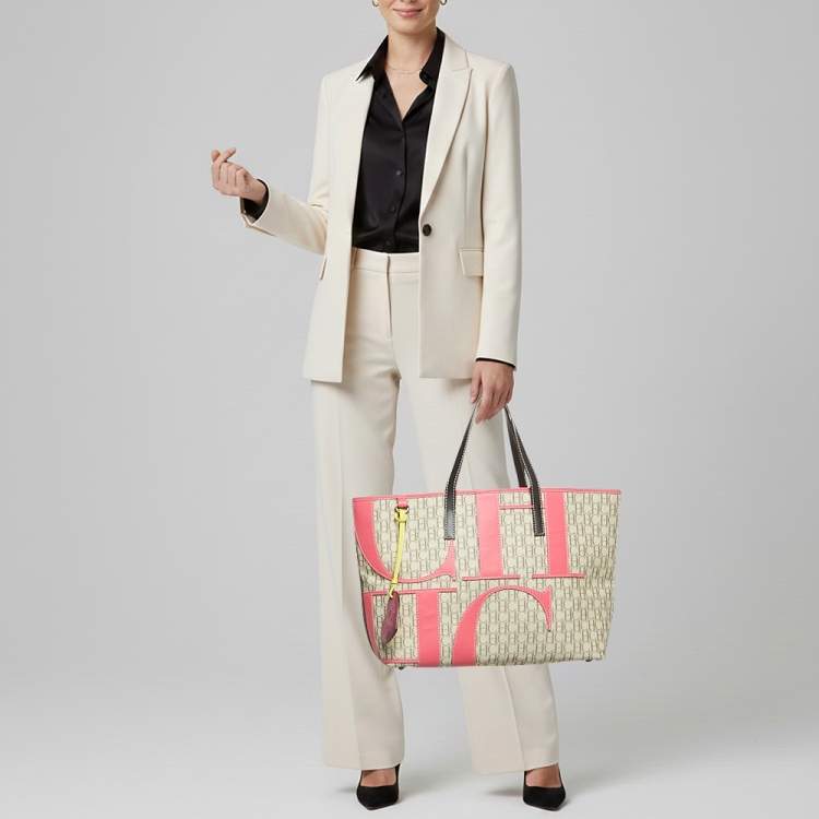 Pre Owned CH Carolina Herrera Tricolor Monogram Canvas and Leather Shopper Tote