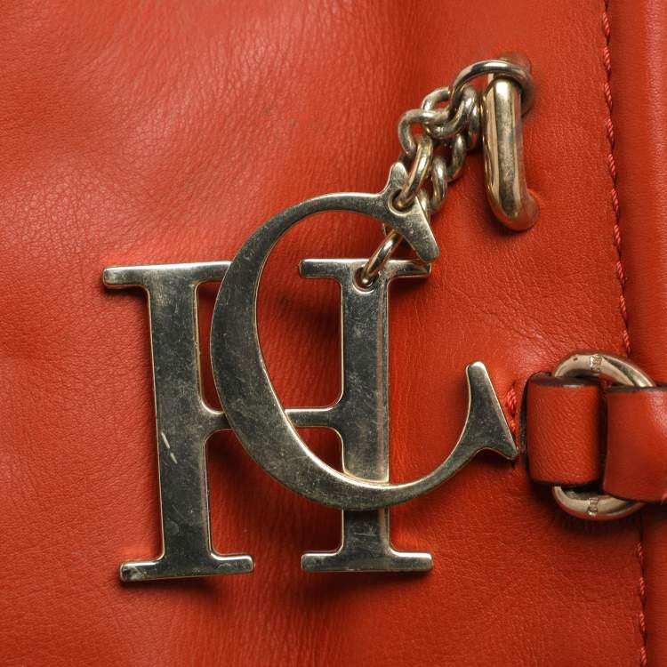 Pre Owned CH Carolina Herrera Orange Leather Satchel