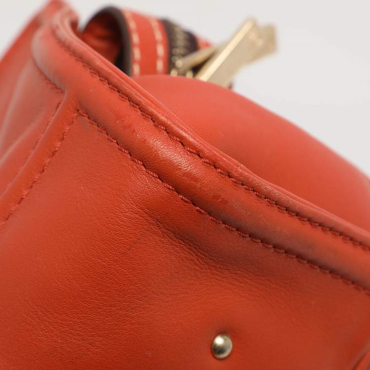 Pre Owned CH Carolina Herrera Orange Leather Satchel