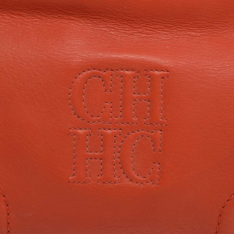 Pre Owned CH Carolina Herrera Orange Leather Satchel
