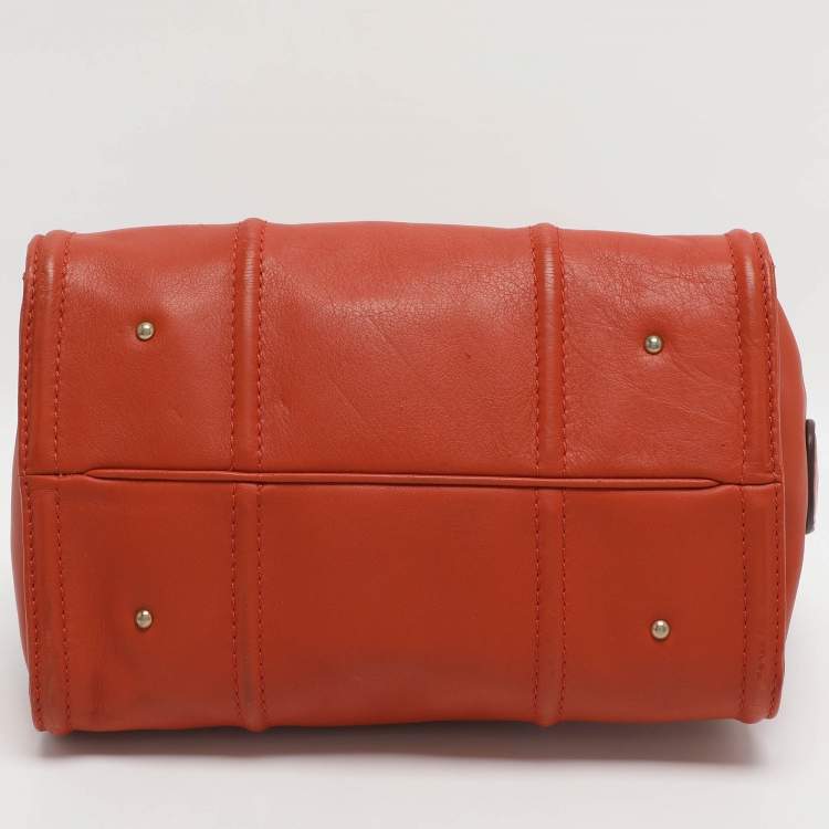 Pre Owned CH Carolina Herrera Orange Leather Satchel