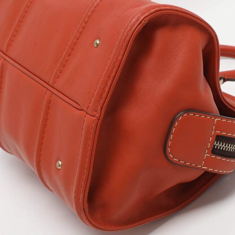 Pre Owned CH Carolina Herrera Orange Leather Satchel