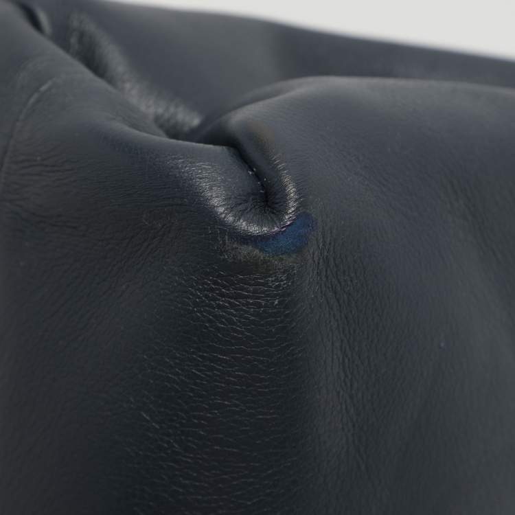 Pre Owned CH Carolina Herrera Camelot Blue Leather Top Handle Bag