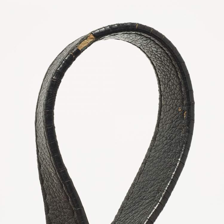 Pre Owned CH Carolina Herrera Black Monogram Embossed Leather Drawstring Bucket Bag