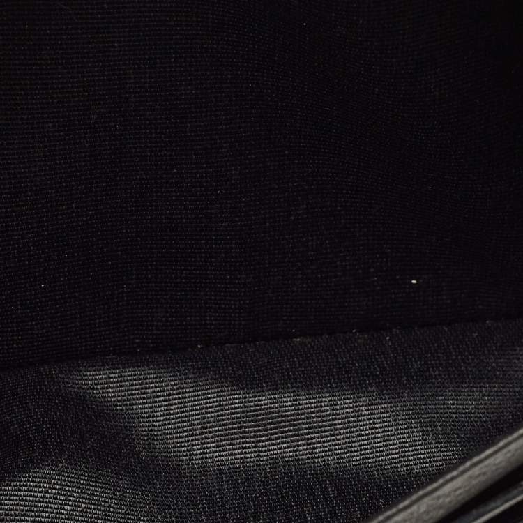 Pre Owned CH Carolina Herrera Black Monogram Embossed Leather Flap Continental Wallet