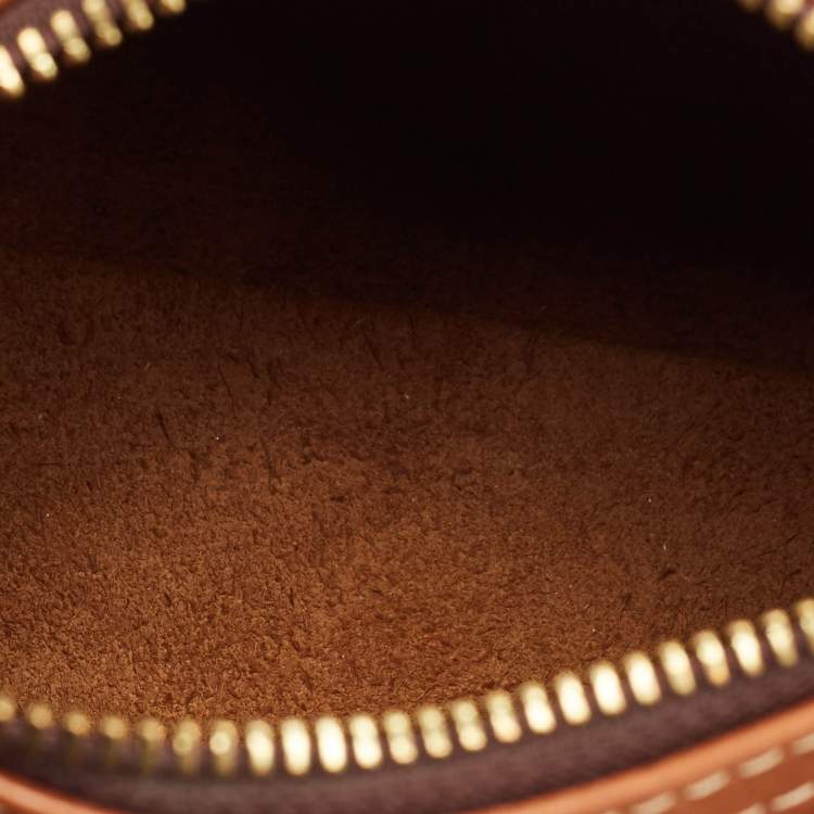 Pre Owned CH Carolina Herrera Andy Brown Monogram Embossed Leather Boston Bag
