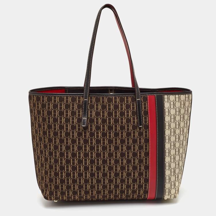 Pre Owned CH Carolina Herrera Multicolor Canvas and Leather Shopper Tote