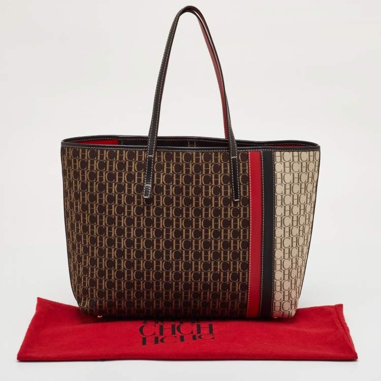 Pre Owned CH Carolina Herrera Multicolor Canvas and Leather Shopper Tote